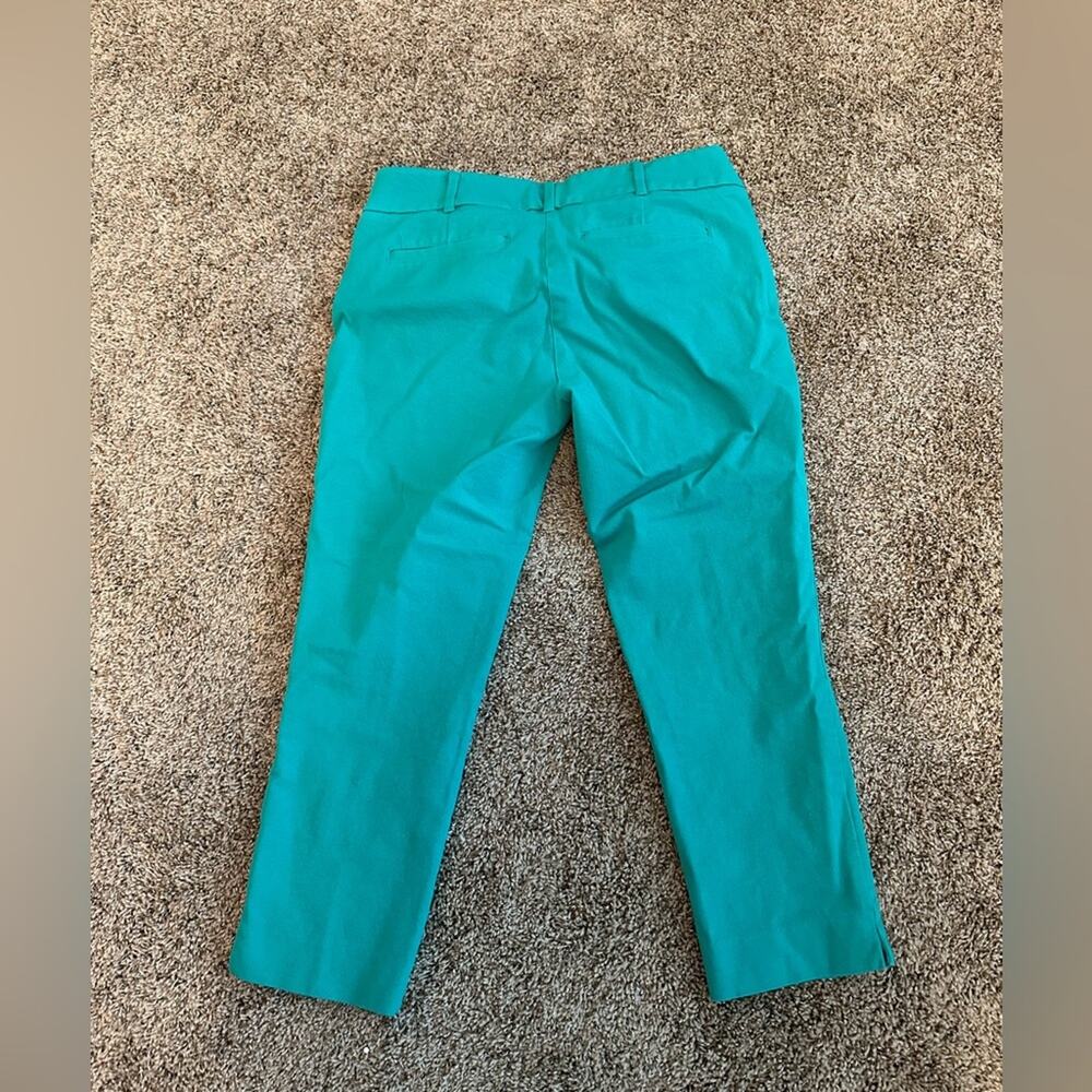 Teal Straight-Leg Crop Pants Capris Size 10 Women - Picture 6 of 7